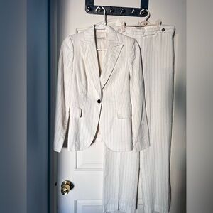Massimo Dutti White Striped Suit